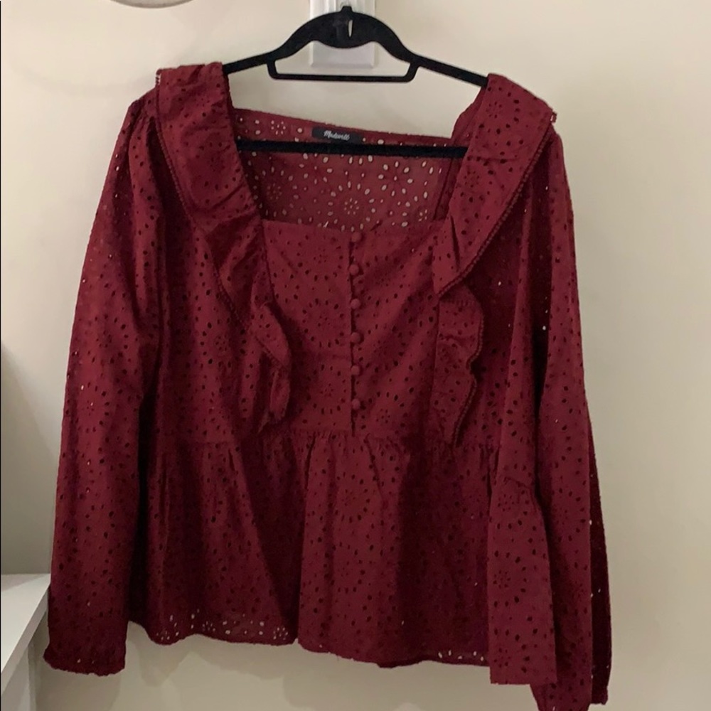 Burgundy eyelet top from Madewell
